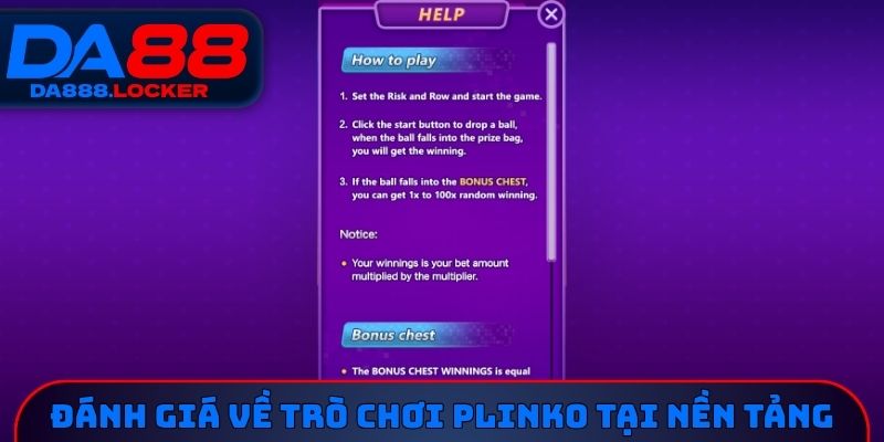 Đánh giá về trò chơi Plinko tại nền tảng